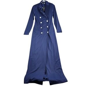 Lauren Ralph Lauren Tuxedo Dress Womens 4 Navy Blue Maxi Gown Double Breasted